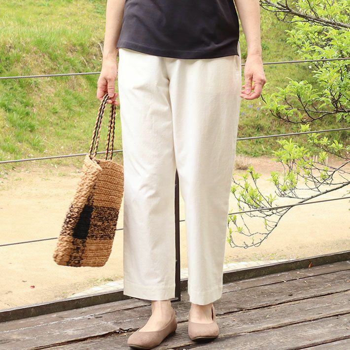 [rolca on the notes]綿麻バックサテンクロップドパンツ ロルカオンザノーツ