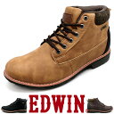 EDWIN ブーツ メンズ 防水 カジュアルブーツ クラシック レースアップ スエード調 PUレザー 紐靴 紳士靴 エドウィン edm9400n
