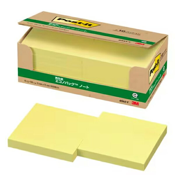 Rakuten - 【まとめ買い】スリーエム　ポストイット　エコノパック　ノート(75×75mm・100枚×10個入り)　イエロー　3箱/5箱/10箱　6541-Y