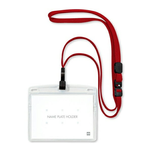 【まとめ買い】オープン工業　吊り下げ名札　フック式　ソフトヨコ特大(中紙寸法：幅97×高さ69mm)　赤..