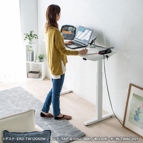 サンワサプライ 電動上下昇降デスク(幅1000×奥行500mm・ホワイト) ERD-TW10050W [3]