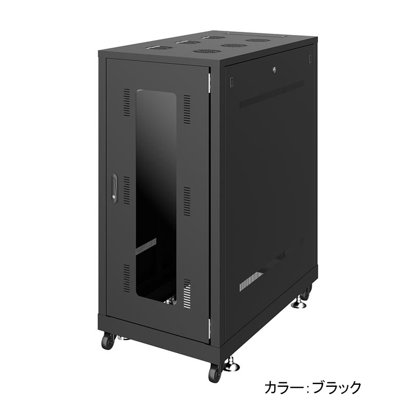 Rakuten - サンワサプライ　19インチサーバーラック(24U)　ブラック/ライトグレー