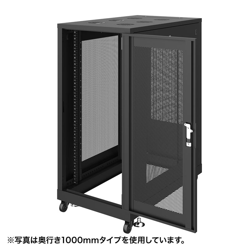サンワサプライ 19インチサーバーラック メッシュパネル仕様(24U) ブラック/ライトグレー [2]