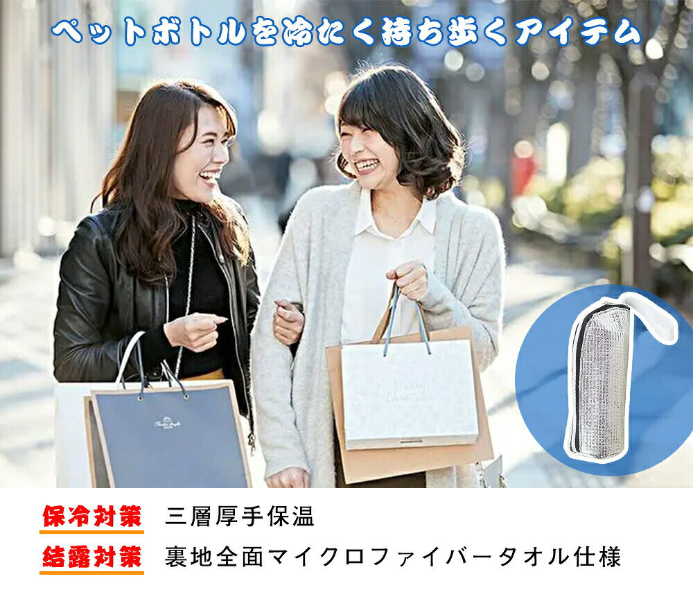 【森川2点で10%OFF 結露対策バッチリ】ペットボトルカバー 保冷 9時間冷却 結露防止 保温 アルミ仕様 ペットボトルホルダー 軽量 650ml 撥水 ペットボトルケース ボトルホルダー 水筒カバー 衝撃吸収 ポーチ付き アウトドア キャンプ 遠足 登山 スポーツ 夏用 熱中症対策 morigawa1019-10000506 森川楽天市場店 サンプル画像2
