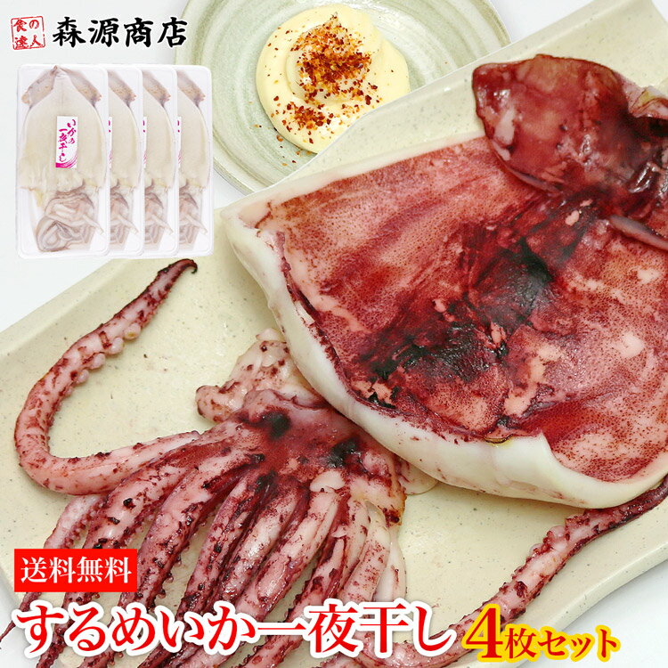 するめいか 一夜干し 特大 4枚セット いか イカ 烏賊 スルメイカ 姿 珍味 冷凍便 送料無料 ギフト お取り寄せグルメ 食品 ギフトのサムネイル