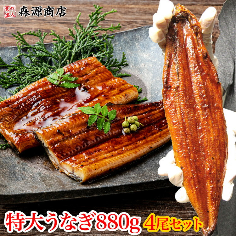 蒲焼き ＼タイムセール中!! 1,1980円→6,580円／ 特大 うなぎ 蒲焼き 4尾 約220g (計約880g) 鰻 中国産 土用丑の日 ギフト