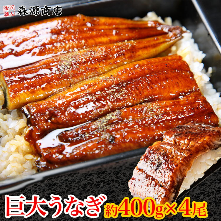 森源商店 うなぎ ＼ただいま半額！／ 巨大 うなぎ 蒲焼 4尾 約400g前後 (計約1600g) かばやき ウナギ うなぎ 土用丑の日 鰻蒲焼 父の日 ギフト