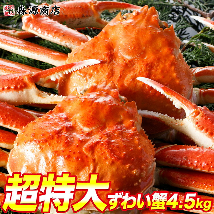 スーパーセール9,801円OFF！超特大 姿ずわい蟹 計4.5kg 5尾 ズワイガニ詰め合わせ【送料無料】 冷凍便 ギフト お歳暮 クリスマス お取り寄せグルメ 食品 ギフト 海鮮