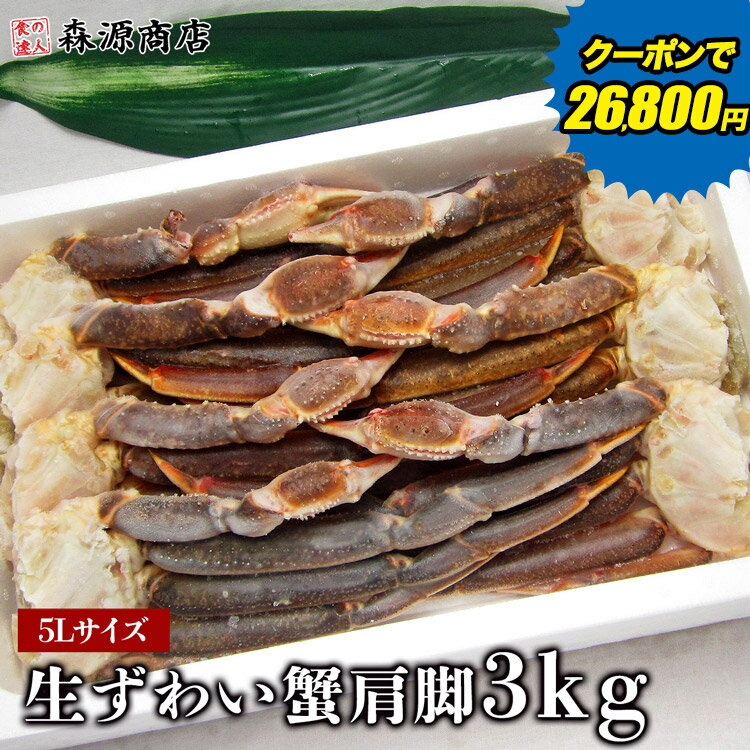 贈答用 かに カニ 蟹 ずわい 特大5L 生ずわい蟹 肩脚（セクション） たっぷり3kg 化粧箱入り プレゼント ギフト