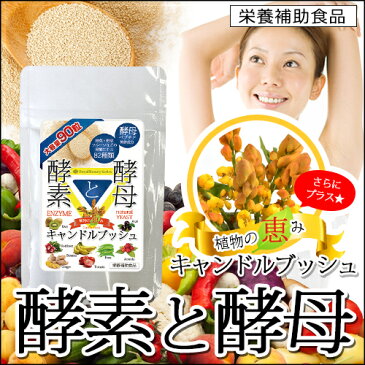 酵素と酵母/キャンドルブッシュ含有食品90粒/82種類もの果物、野草、穀物から抽出されたブラジル酵素配合/今話題の特許取得の酵母ペプチド配合/ゆうパケット送料無料/ 05P01Oct16