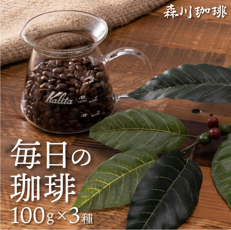 【森川珈琲 お試しセット】 ブレンドコーヒー 豆 100g×3種 送料無料 中挽きor豆のまま選べる 珈琲豆 創業昭和2年 森川珈琲 専門店 自社焙煎 珈琲 デイリーブレンド ベーシック ビター スウィート コーヒー豆 ハンドドリップ コーヒーメーカー