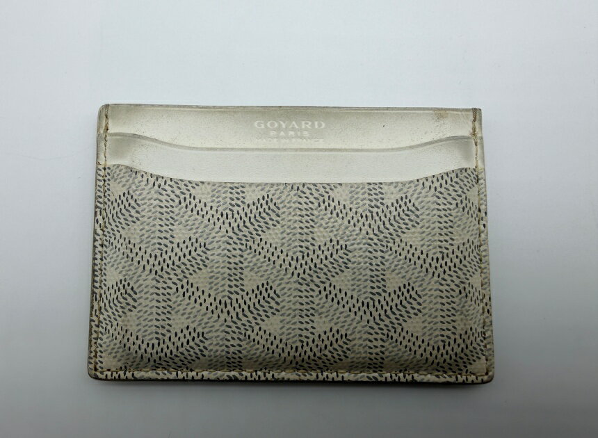 GOYARD ゴヤール サンシュルピス ヘリンボーン カードケース ホワイト PVC レザー 【中古 ...