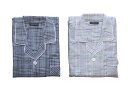 メンズ パジャマ 【夏】半袖・長ズボン チェック柄 先染めサッカーポリエステル70% 綿30% M・L ルームウェア ナイトウェア パイピング仕様 胸ポッケット...