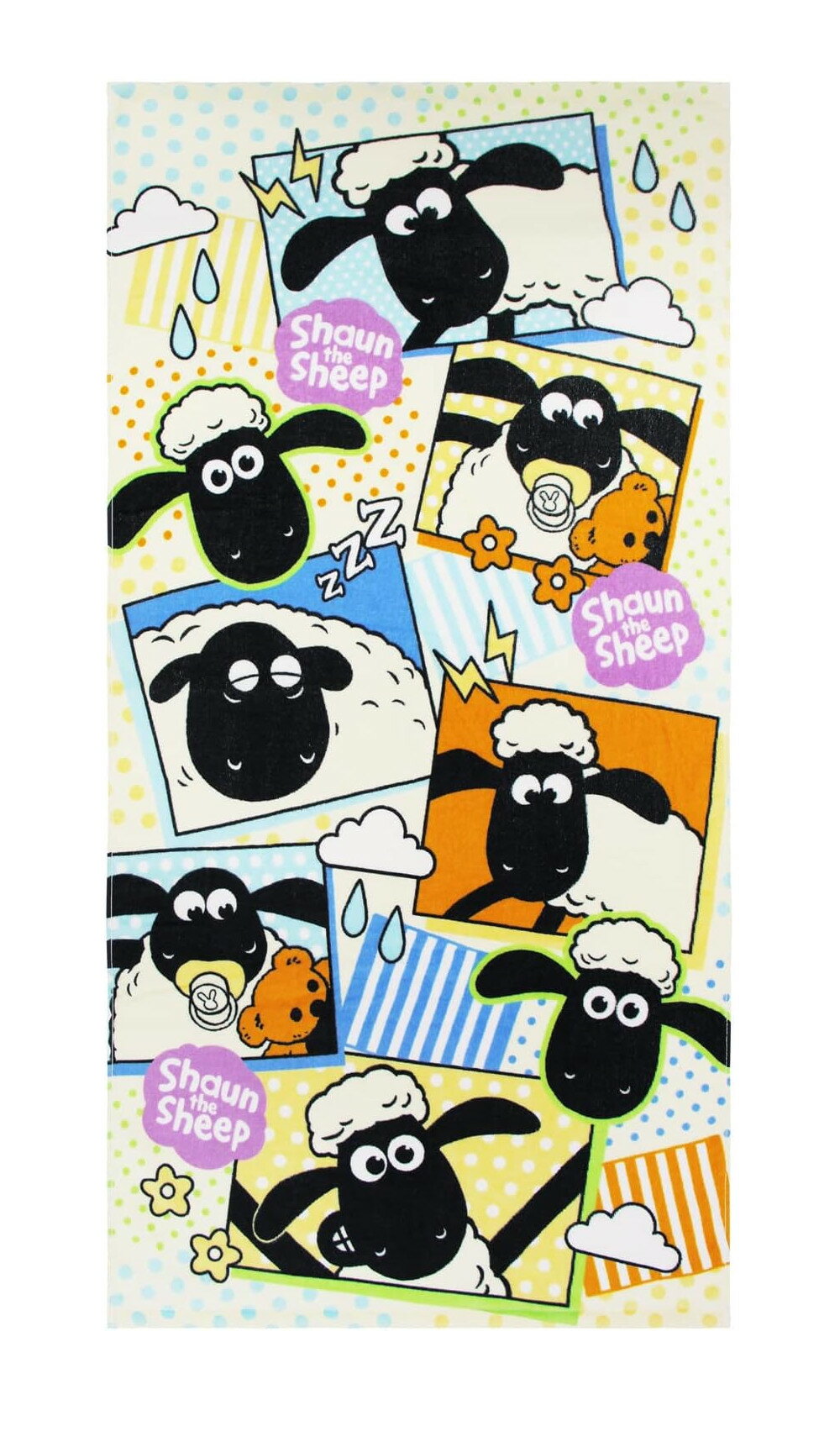 バス タオル 綿100％ 約60×120cm ひつじのショーン フレークシール 表はシャーリング、 裏はパイル 染..