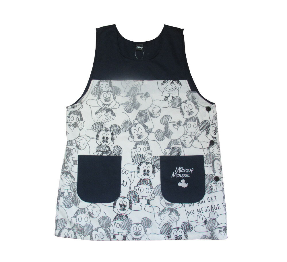 ディズニー 先染め ミッキーマウス ラン型 エプロン 贈り物に最適です M-L フリーサイズ ブラック