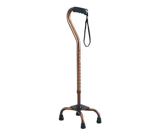 四点杖　杖　ステッキ軽量アルミニウム製／ブロンズ【ストラップ付】【安全杖】【介護用品】【軽量】【杖】【リハビリ杖】