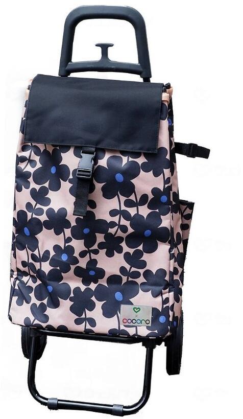 ショッピングカートS　メッシュバッグ付き　 フラワーベージュベージュ/リボンネイビー おしゃれ ショ..