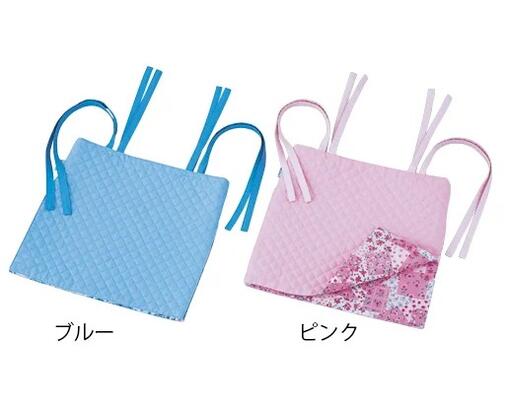 採尿バッグカバー　ブルー (キルティング花柄) 350×320mm　防水布プリント　【採尿】【排泄ケア】【尿バッグ】
