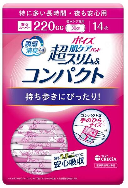 　【ケース販売】ポイズ 肌ケアパッド 超スリム&コンパクト 日本製紙クレシア女性用　尿ケア用品　尿モレ　生理用ナプキンで代用　フィットテープ　ズレ防止　送料無料