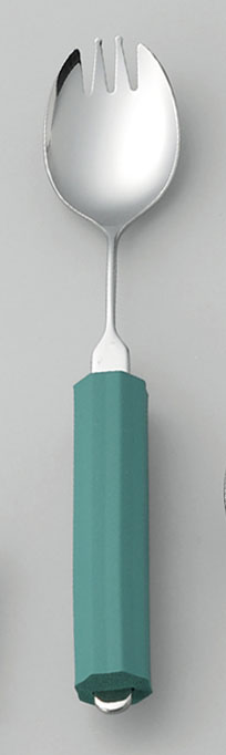 ステンレス・ユニバーサル　スプーンフォーク兼用　大　丸型18mmスポンジ握り付き【介護スプーン】