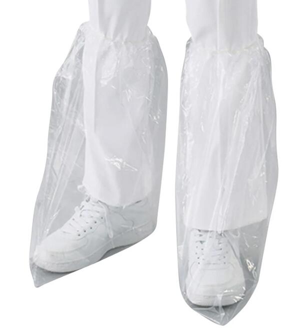 ロングシューズカバー 50枚入　ゴム締めタイプ　クリア　防護衣　靴用カバー　感染予防　個人防護具 シ..