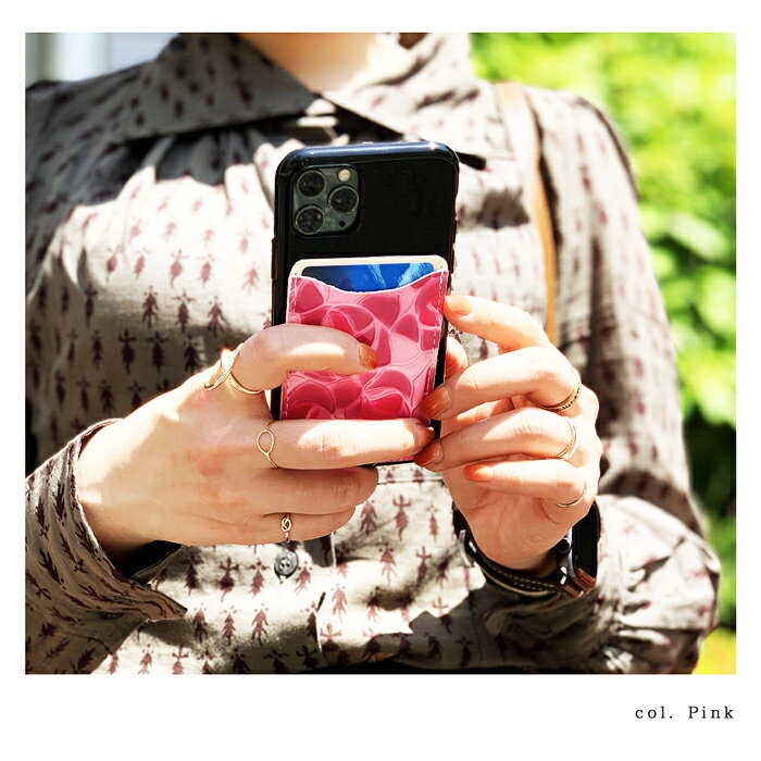 カードポケット 本革 カードケース ステンドグラス ローズ スリム 薄型 スマホ 簡単 貼り付け カード収納 背面 収納 カード入れ ICカード 定期入れ 人気 エナメル レザー レディース ギフト プレゼント 日本製 薔薇 レディース 誕生日 ギフト プレゼント 通勤 通学 革小物 morimorishop-10000144 モリモリ商店楽天市場店 サンプル画像2