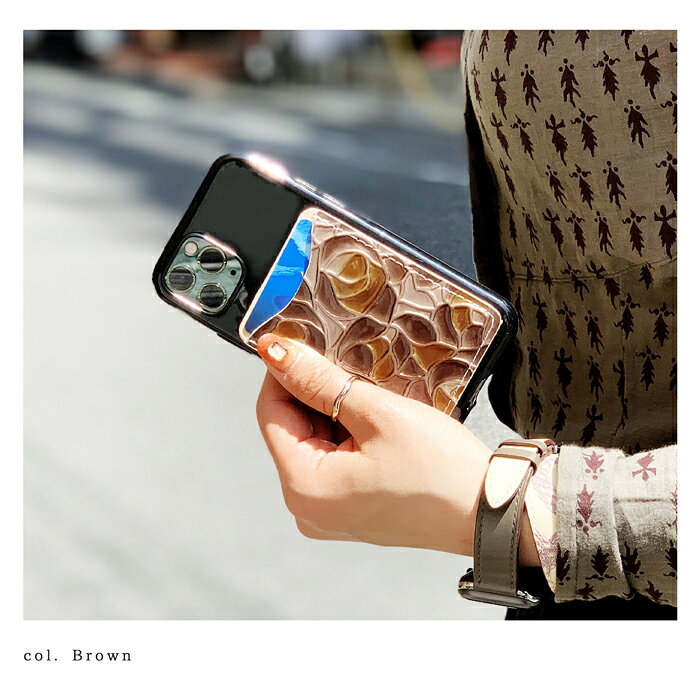 カードポケット 本革 カードケース ステンドグラス ローズ スリム 薄型 スマホ 簡単 貼り付け カード収納 背面 収納 カード入れ ICカード 定期入れ 人気 エナメル レザー レディース ギフト プレゼント 日本製 薔薇 レディース 誕生日 ギフト プレゼント 通勤 通学 革小物 morimorishop-10000144 モリモリ商店楽天市場店 サンプル画像3