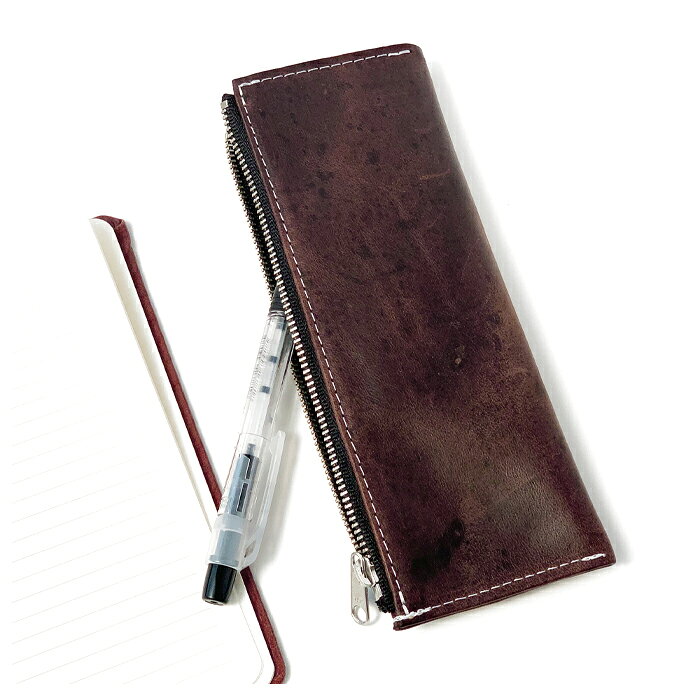 馬ヌメ 革 ペンケース 筆箱 本革 レザー 文房具 ペン入れ 文具 筆記用具 ふで箱 収納 ペン ケース ふでばこ ハンドメイド 小物入れ 馬革 高級 おしゃれ 贈り物 ギフト プレゼント ビジネス 革製品 メンズ レディース シンプル コンパクト スリム 誕生日 新生活 大人 ヌメ革 morimorishop-10000184 モリモリ商店楽天市場店 サンプル画像3