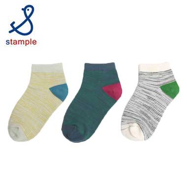 stample （スタンプル）ペンシルボーダーアンクルソックス 3足組 72774子ども 女の子 靴下 入園 幼稚園 保育園