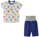 【SALE_セール】mikihouse(ミキハウス) ホットビスケッツ 半袖パジャマ プチプライス 働く自動車 腹巻付き半袖パジャマ 72-7303-820