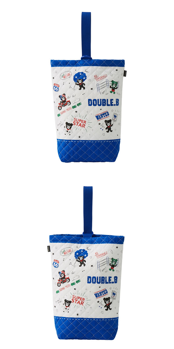 【SALE_セール】【メール便＿送料込み価格】mikihouse(ミキハウス) ダブルB　キルティング　コミック柄　上履き袋♪ 61-8202-269