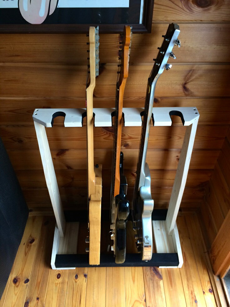 【杜の工房】木製 エレキ用 ギタースタンド5本掛組み立て済みですぐ使える 