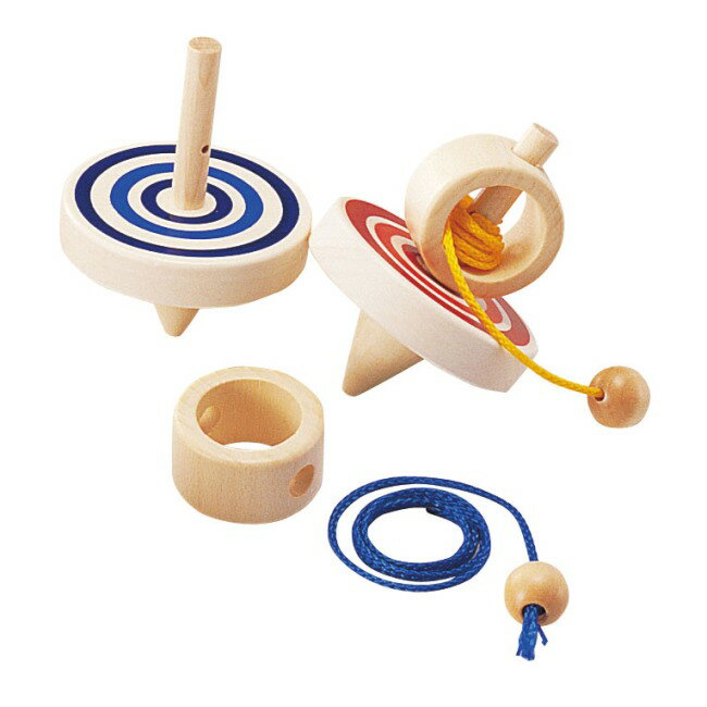 【スーパーセール・クーポン配布中】木のおもちゃ コマ BECK 糸引きごま・青/赤 BE550026