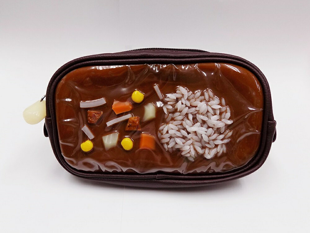 Rakuten - 【 スクエア 型 ポーチ カレーライス ペンケース 】 日本製 小物 食品サンプル おもしろ プレゼント かわいい おしゃれ ハンドメイド ポーチ バッグ 模型 フェイクフード フード 食べ物 パーツ 撮影 ぬい撮 ユニーク Japan