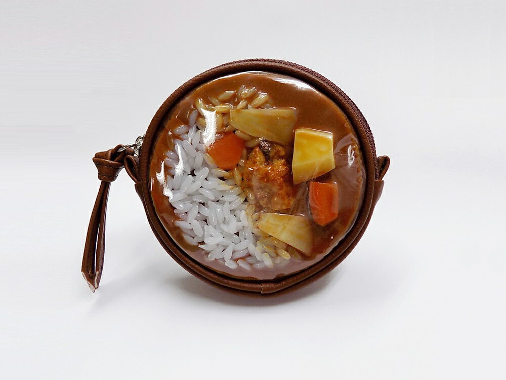 【 丸型 ポーチ カレーライスA 】 日本製 小物 食品サンプル おもしろ プレゼント かわいい おしゃれ ハンドメイド ポーチ バッグ 模型 フェイクフード フード 食べ物 パーツ 撮影 大阪 ユニーク Japan