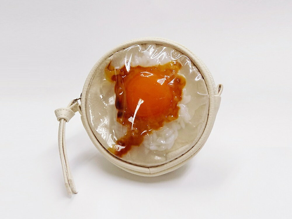 Rakuten - 【 丸型 ポーチ 卵かけご飯A】 日本製 小物 食品サンプル おもしろ プレゼント かわいい おしゃれ ハンドメイド ポーチ バッグ 模型 フェイクフード フード 食べ物 パーツ 撮影 大阪 ユニーク Japan