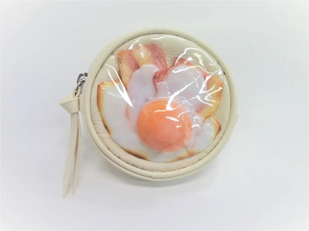 Rakuten - 【 丸型 ポーチ ベーコンエッグA 】 日本製 小物 食品サンプル おもしろ プレゼント かわいい おしゃれ ハンドメイド ポーチ バッグ 模型 フェイクフード フード 食べ物 パーツ 撮影 大阪 ユニーク Japan