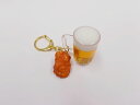 【 キーホルダー ビール ・ ミニ & 唐揚 小付 】 日本製 小物 食品サンプル おもしろ プレゼント かわいい おしゃれ ハンドメイド ポーチ バッグ 模型...