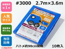 ブルーシート #3000 厚手2.7m×3.6m ハトメ付【10枚】アウトドア レジャー イベント 災害 防災 備蓄 防水 土木 建築 建設 資材 災害対策 耐久性 養生 青 3000 規格 サイズ 2.7×3.6
