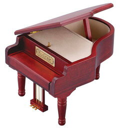 サンキョー　オルゴール グランドピアノ（茶）18弁オルゴール付き宝石箱 サンキョー製（日本）AA-295B