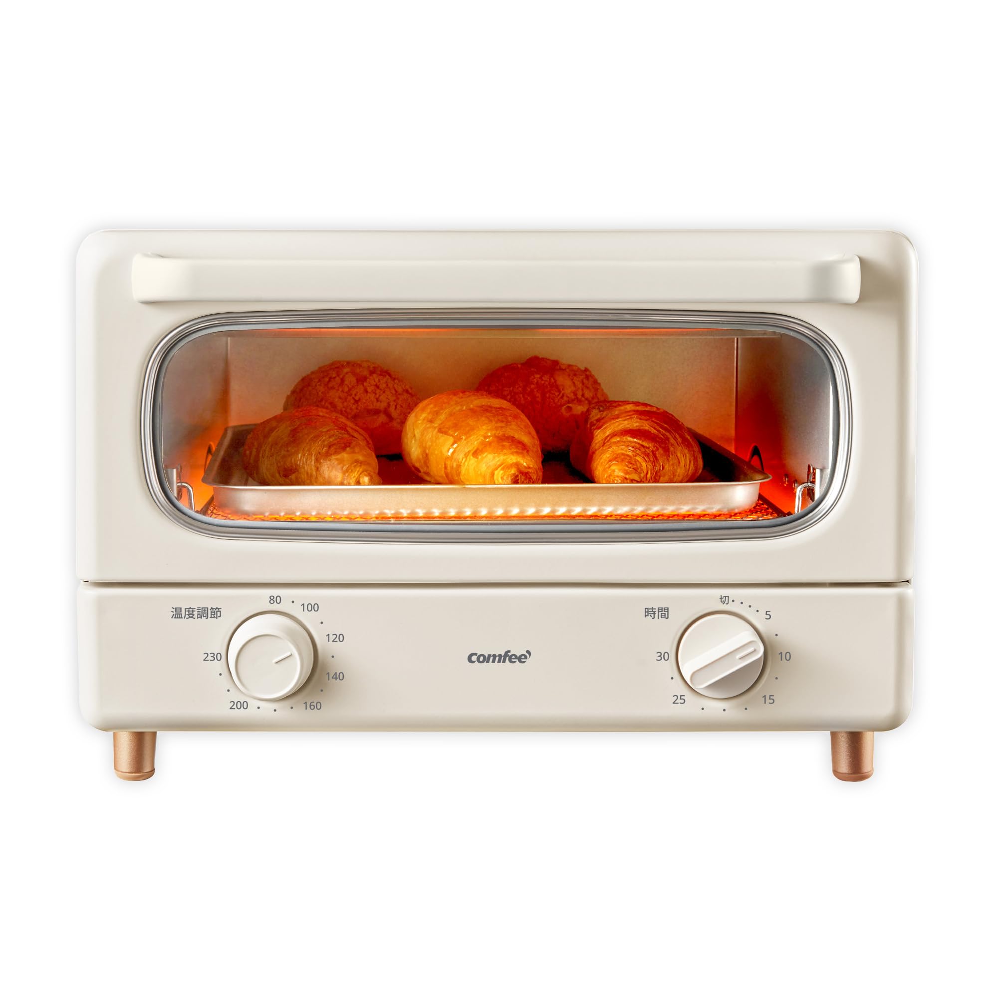 Rakuten - 【送料無料】レトロ トースト4枚焼き 黒遠赤ヒーター 1300W高火力 30分タイマー 焼きムラ抑え スライドオープンドア ス 杏色 レトロ CF-MC142-AY