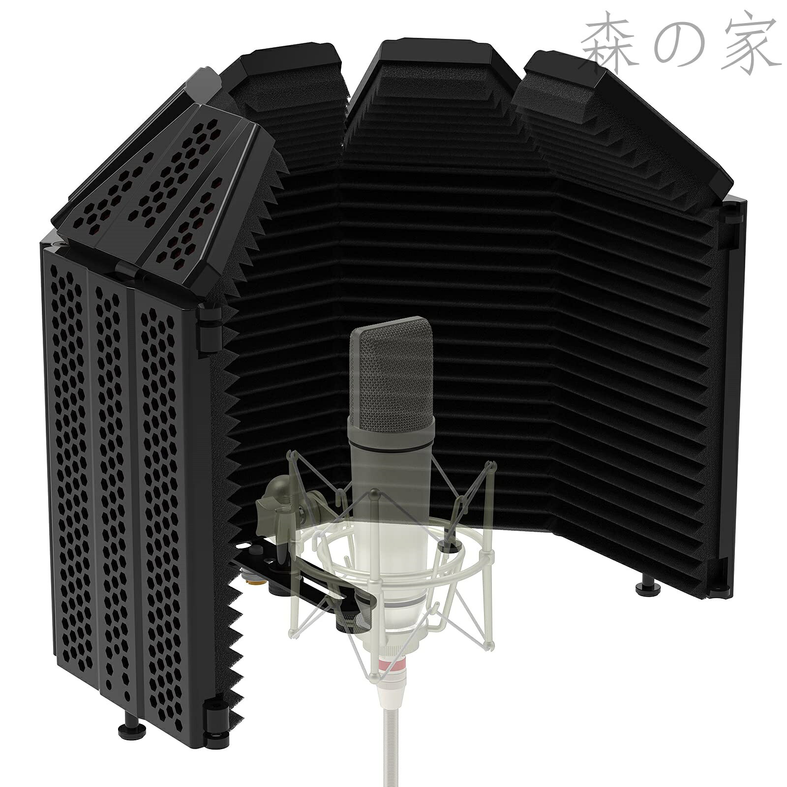 【送料無料】防音シールド 折り畳み式 吸音材 ボーカル録音放送用 放送用リフレクションフィルター 録音吸音材 (五つ折り)