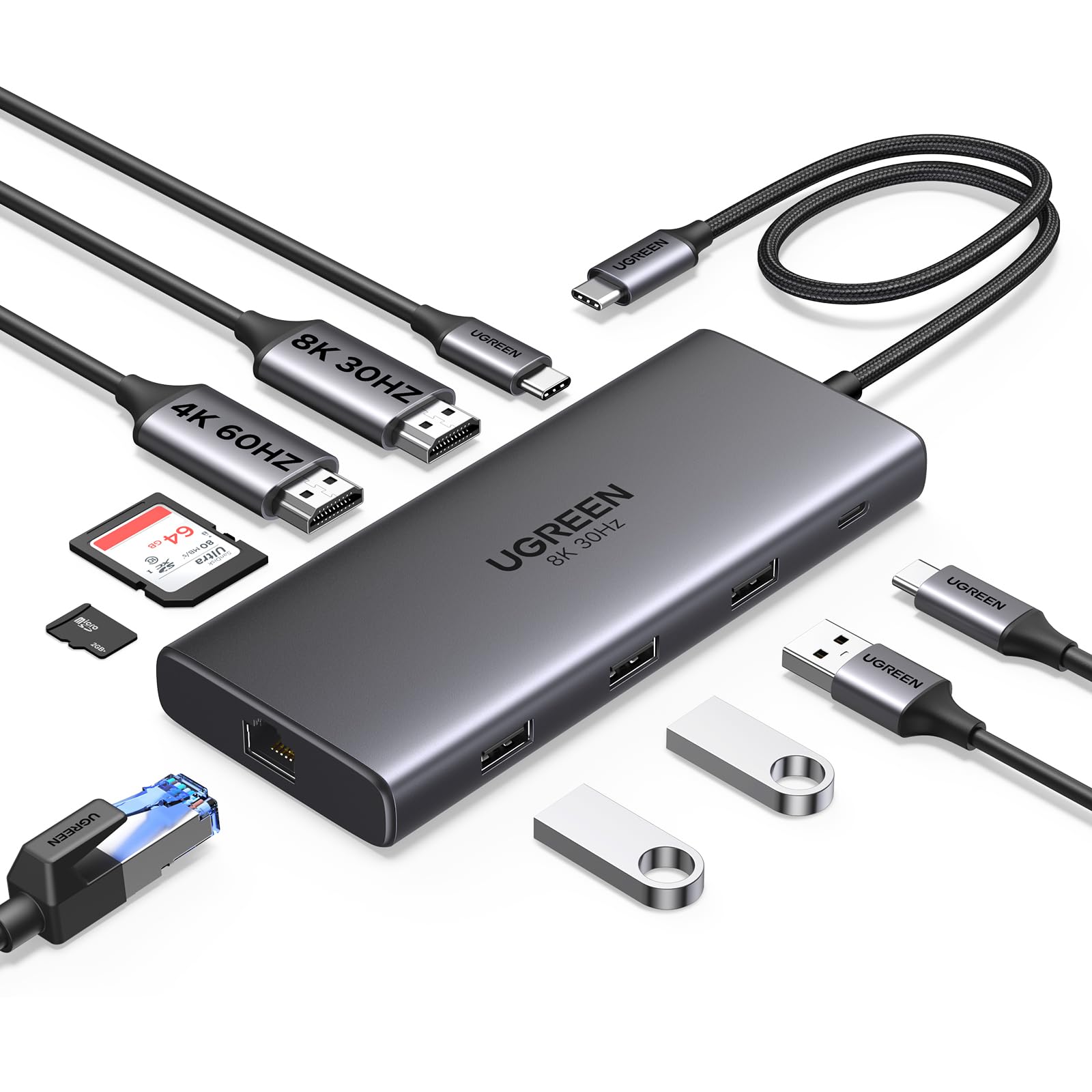 【送料無料】odok Pro 210 10 in 1 USB-Cドッキングステーション USB cハブ 二つHDMI拡張4K@60Hz 一つ拡張8K@30Hz USB A *3+ USB-C 5Gbpsデータ転送ポート 100W PD急速充電
