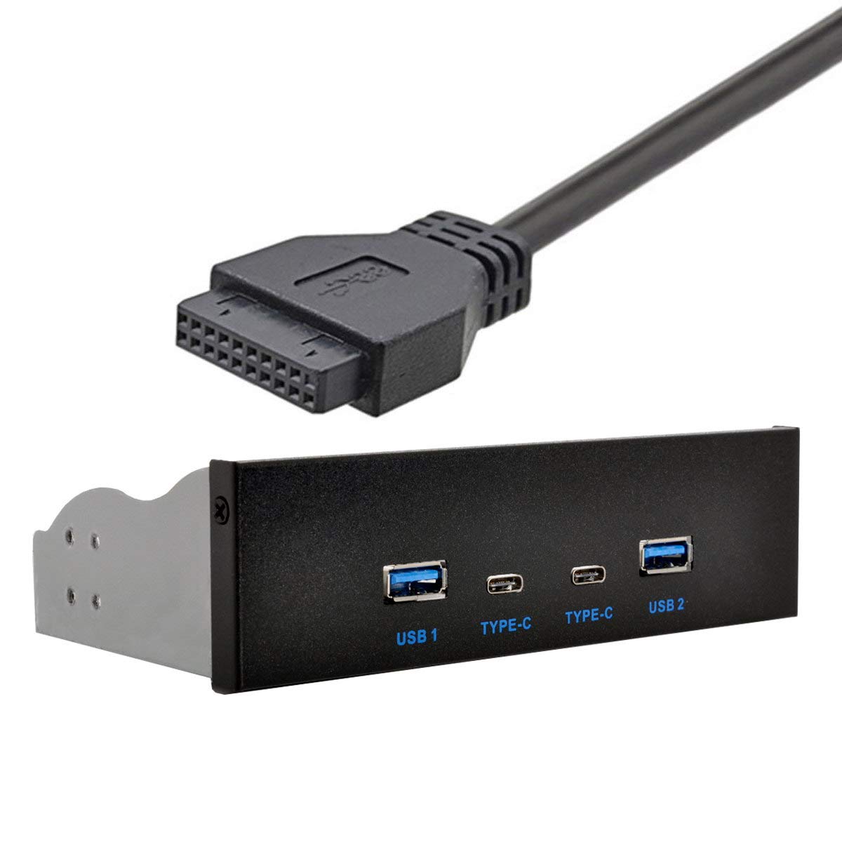 Rakuten - 【送料無料】-C & USB 3.0 ハブ 4ポート フロントパネルからマザーボード 20ピンコネクタケーブル 5.25インチCD-ROMベイ用