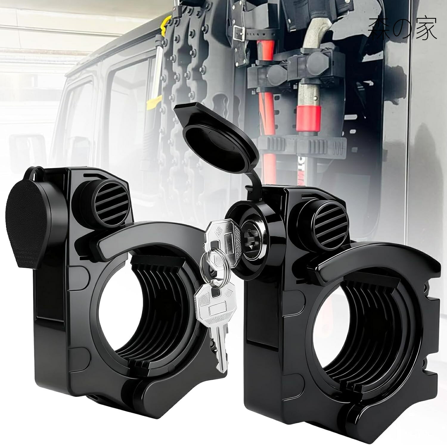 Rakuten - 【送料無料】クイックリリース ロック付きショベルホルダー 直径 35-50mm 工具対応 ルーフラック & モールパネル取り付け可能 オフロード/トラック/UTV/ATV 専用 2 個パック