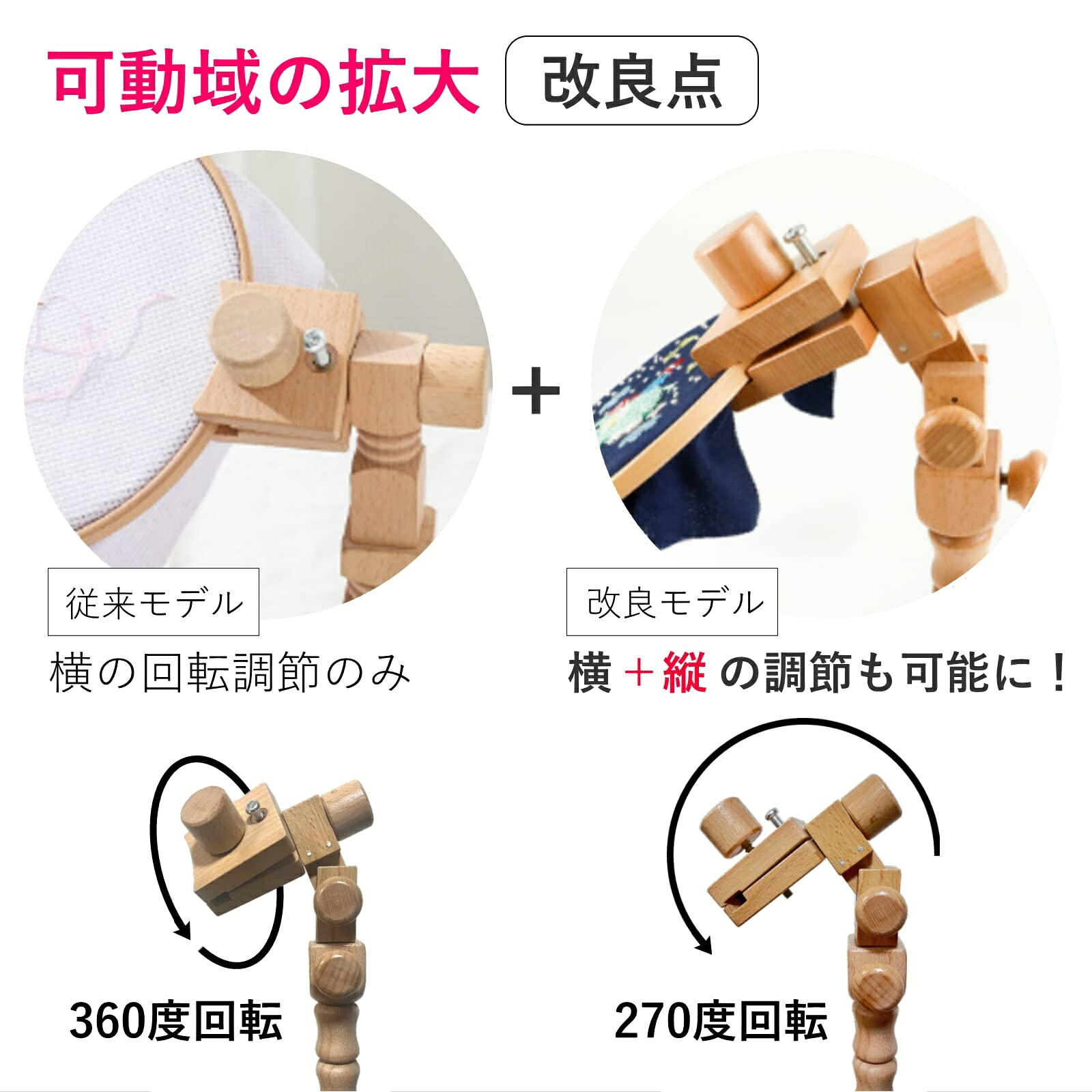 【送料無料】KARMAREY 刺繍枠 スタンド 刺繍台 木製フレーム 卓上スタンド フープ...