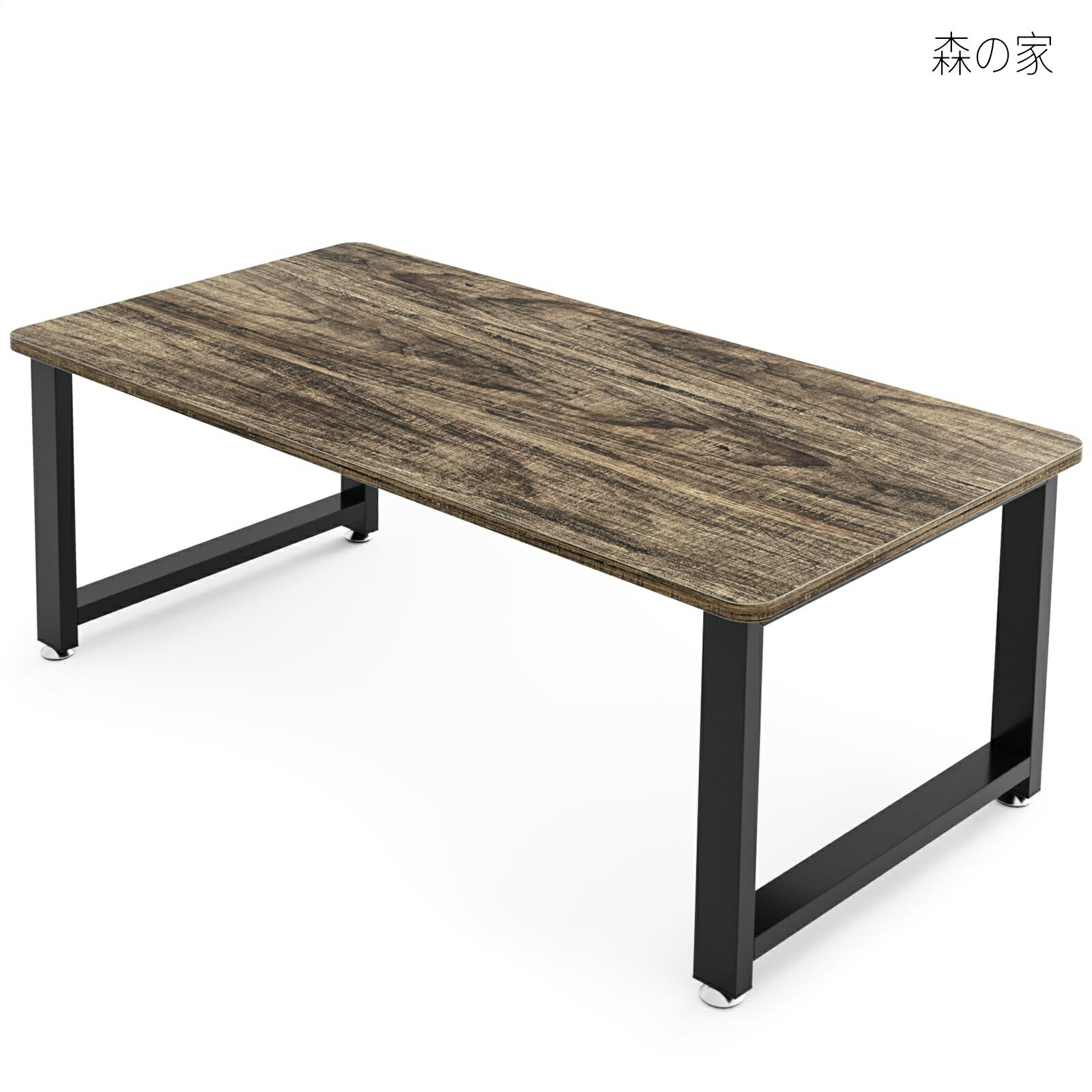 Rakuten - 【送料無料】ローテーブル テーブル 幅90×奥行45×高さ36cm ロータイプ 一人暮らし リビングテーブル センターテーブル アジャスター付き コンパクト ちゃぶ台 座卓 角が丸い リビング 和室 おしゃれ モダン 木製 ブラック (木目調)
