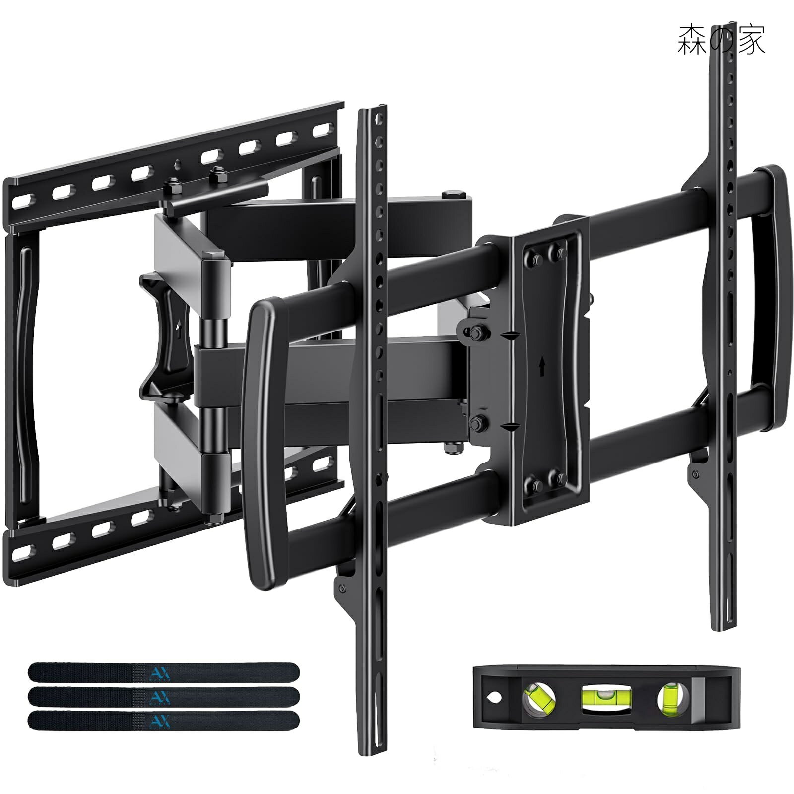 Rakuten - 【送料無料】WABER テレビ壁掛け金具 32〜85インチ対応 フルモーション式 耐荷重60kg tv壁掛け金具 かべかけ金具テレビアーム ウォールマウント 対応 4K LED LCD 中型 前後＆上下＆左右回転可動式壁掛け アーム壁掛 VESA max 600x400 mm AX01MB01 TV WALL MOUNT
