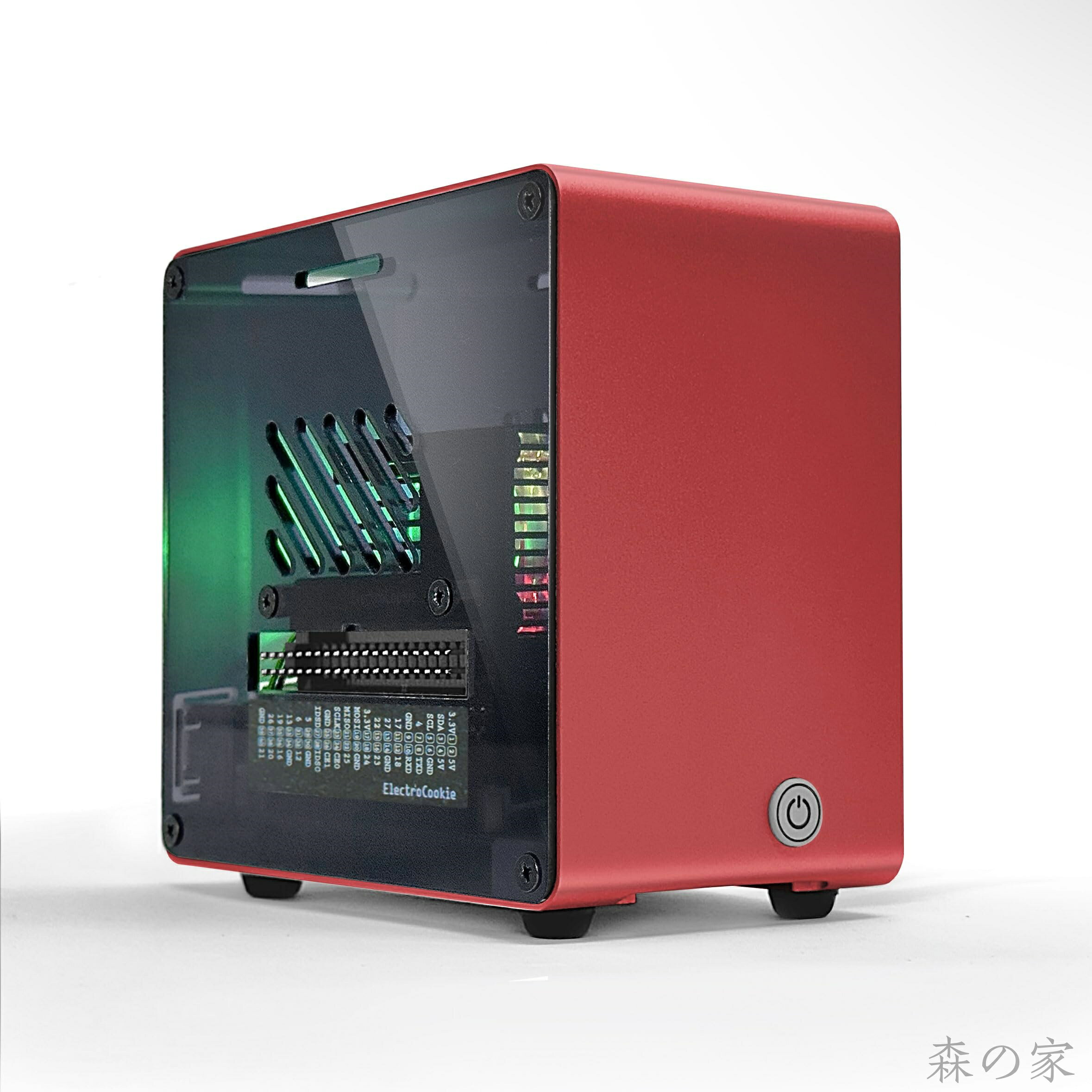 Rakuten - 【送料無料】ElectroCookie Raspberry Pi 5ケース アルミミニタワーケース 冷却ファンと色が変わるアンビエントライト(レッド)