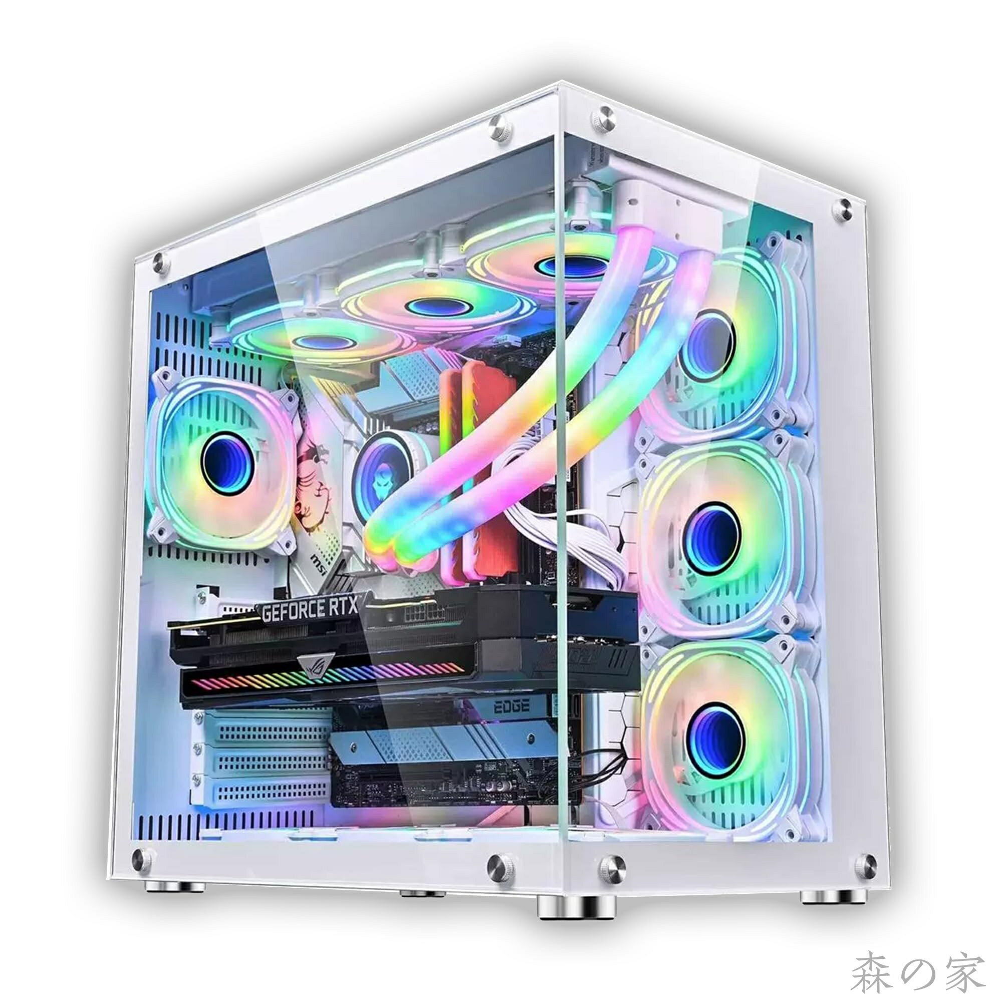 【送料無料】pcケース ミドルタワー atx ピラーレスpcケース type-c高速インターフェースUSB3.0 合金鋼強化ガラス ATX/MATX/ITX/Micro-ATXマザーボード対応 空冷対応 360水冷対応 (ホワイト)